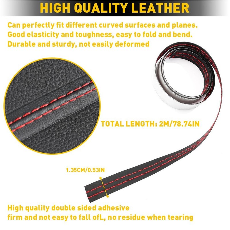 2M PU Leather Dashboard Car Strip Decor Moulding Sticker Line Trim Accessories gallery