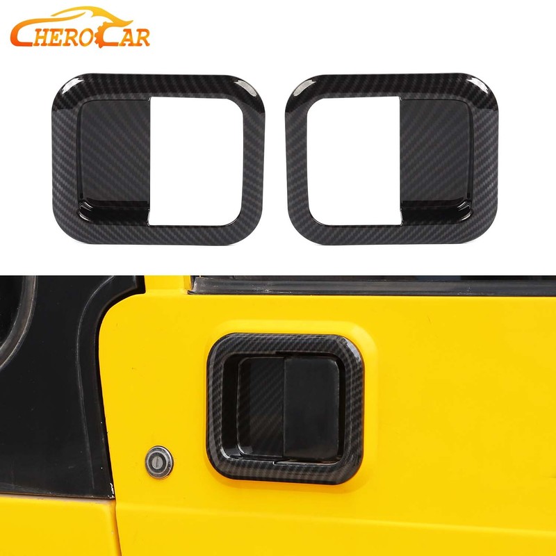 2PC Carbon Fiber Exterior Door Handle Bowl Cover Trim For Jeep Wrangler TJ 1997+