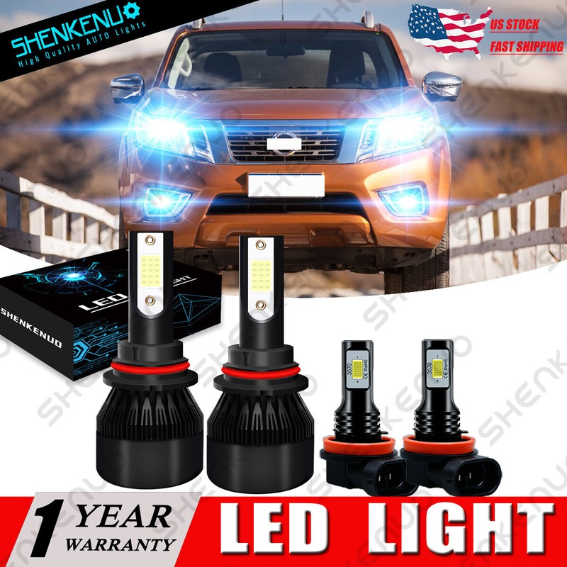 For Nissan Frontier 2005-2019 8000K COB LED Headlight High/Low + Fog Light Bulbs