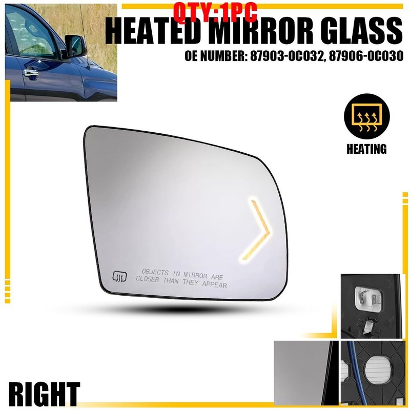 Right Side Glass Mirror w/ Heated Turn Signal For Toyota Tundra 2007-20 17 1-5X