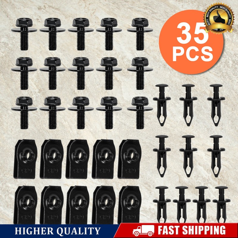 35Pack M6 Bolts U-nut Clips For Mercedes-Benz Engine Under Cover Splash Shield