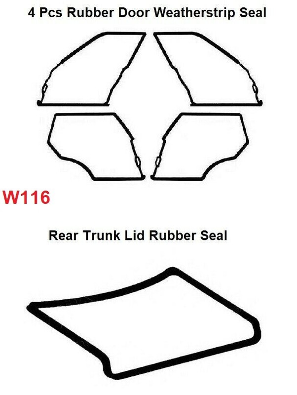 Fits For Mercedes Benz W116 – Door + Trunk Rubber Weatherstrip Seal Set 5 Pieces