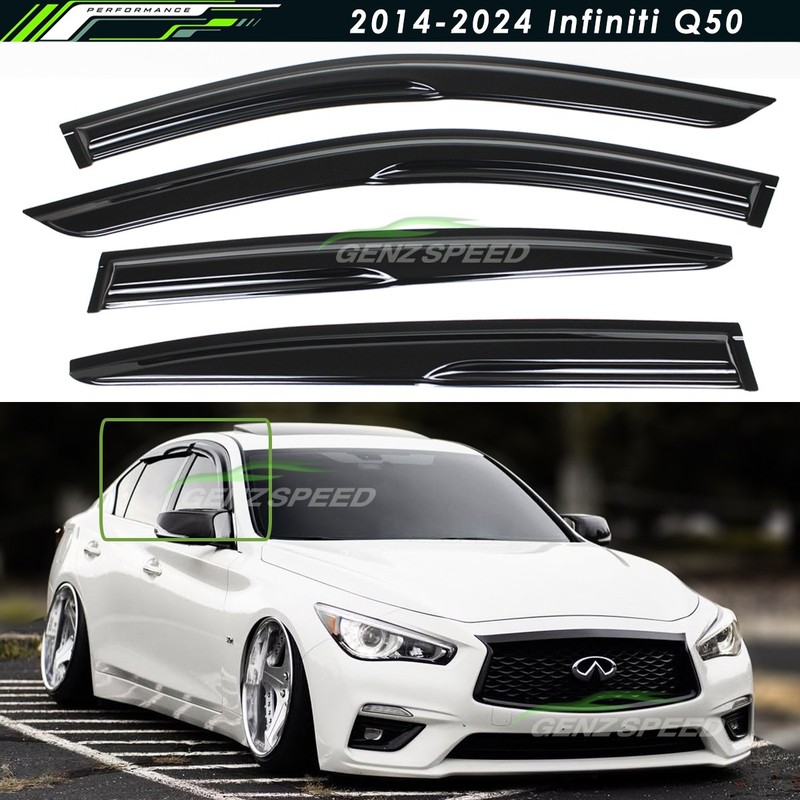 For 2014-2022 Infiniti Q50 JDM Mugen Style Window Visors Rain Guards Deflectors