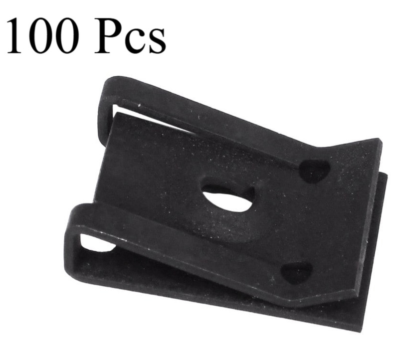 100 Pcs Spring Type U Nut #10 Screw Size Center Of Hole To Edge – 11/32 in