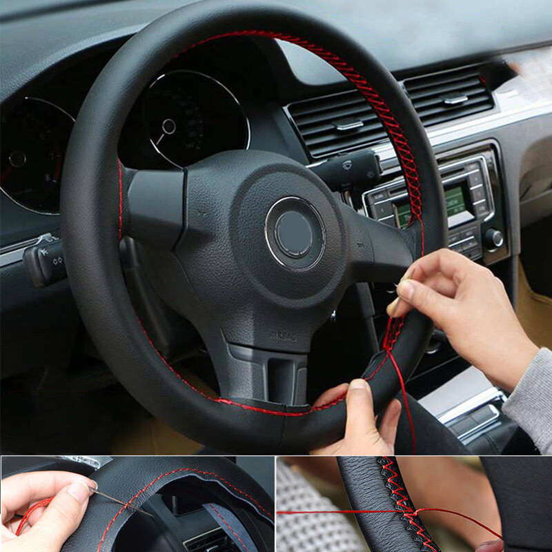 15" Steering Wheel Cover Genuine Leather for Nissan Titan 2004-2014 2015-2021 gallery