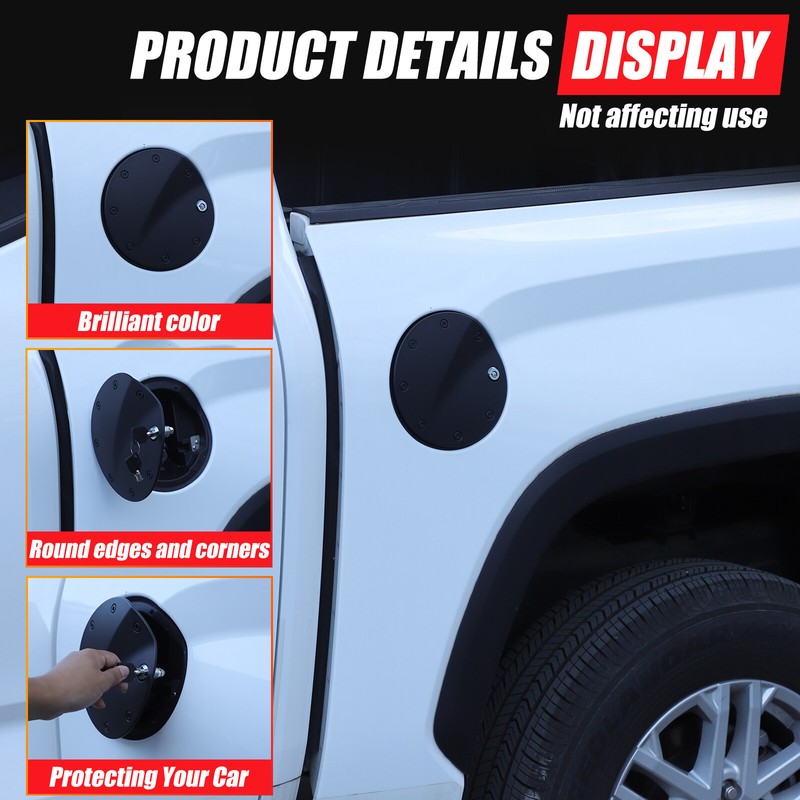Fuel Gas Tank Cap Cover Trim w/ Lock & Key For Toyota Tundra 2022-2024 Aluminum gallery