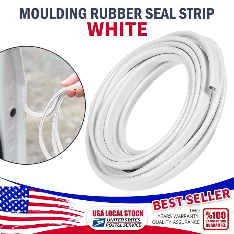 PVC Rubber Seal Strip for Sheet Metal Car Doors, Hatches, Table Corners White