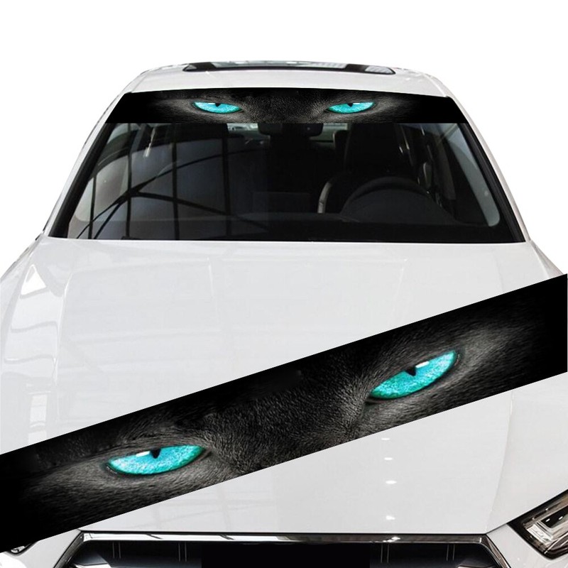 Car Sun Visor Vinyl Decal Strip Banner Windshield Sticker 3D Blue Eyes Graphics