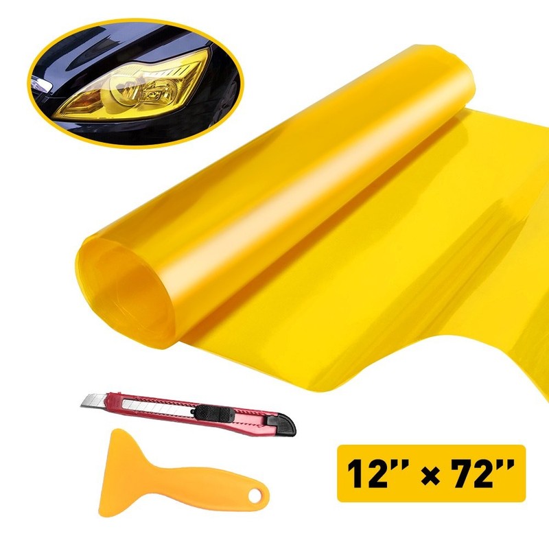 Golden Yellow Light 12″x72″ Headlight/Taillight/Fog Tint Vinyl Wrap Film