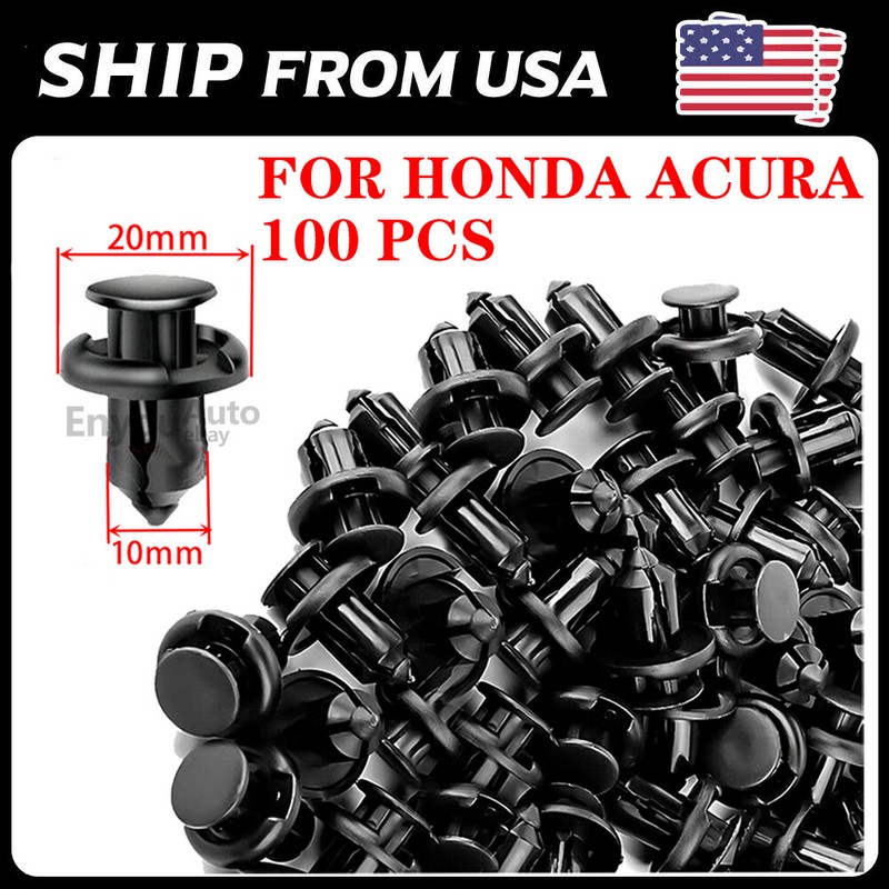 100Pcs Bumper Clips 10mm Retainer Auto Car Rivets Fastener Fender Push