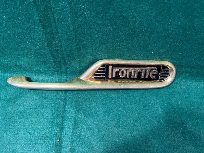 Vintage RAT ROD REPURPOSE GRAB HANDLE Trim IRONRITE EMBLEM 16" gallery