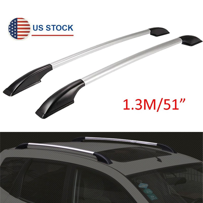 1.3M Aluminum Car Roof Rack Decorative Top Frame Side Rails Cover Black+Silver