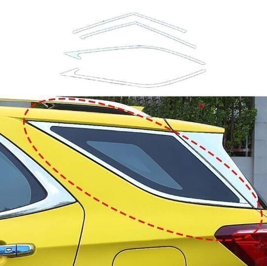 For Chevrolet Equinox 2018-2023 Silver Steel Rear Side Window Spoiler Cover Trim