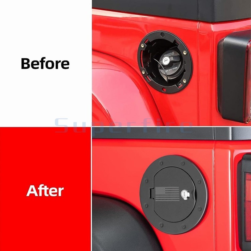 USA Flag Gas Fuel Tank Cap Cover w/Keys Accessories fit Jeep Wrangler JK 2007-17 gallery