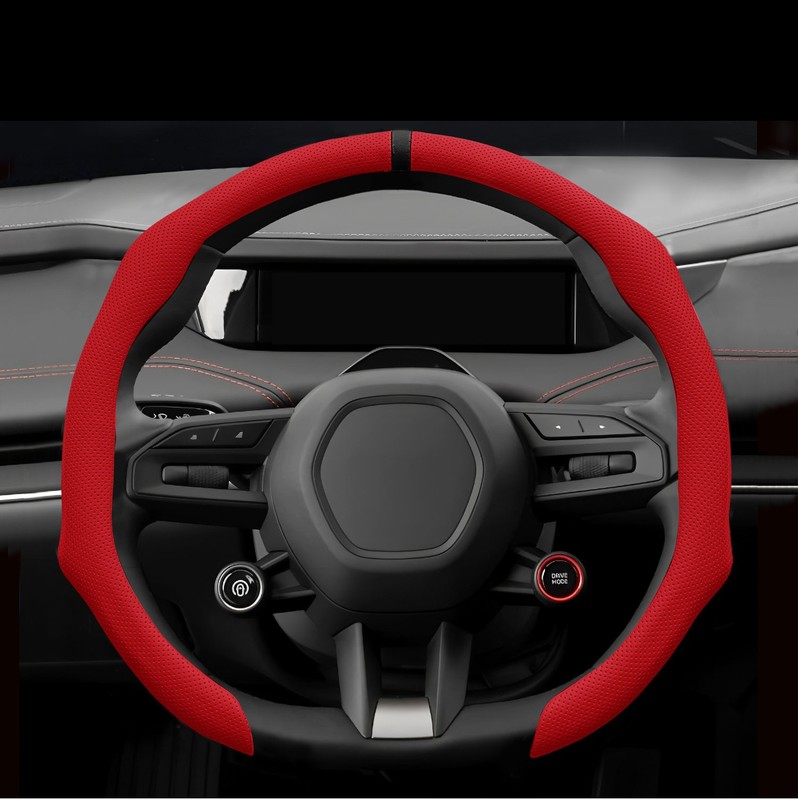 For Volvo 15 inch Car Steering Wheel Cover Nappa Leather Breathable Non-Slip