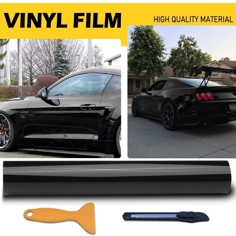 Gloss Black Car Vinyl Wrap Sticker Film Decal Bubble Free 30cm Easy to install
