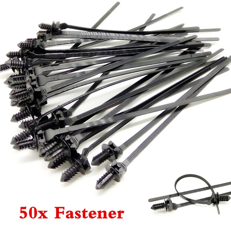Car Wire Tie Nylon Push Mount Cable Zip Ties Strap Auto Fastener Bundle Clip Kit