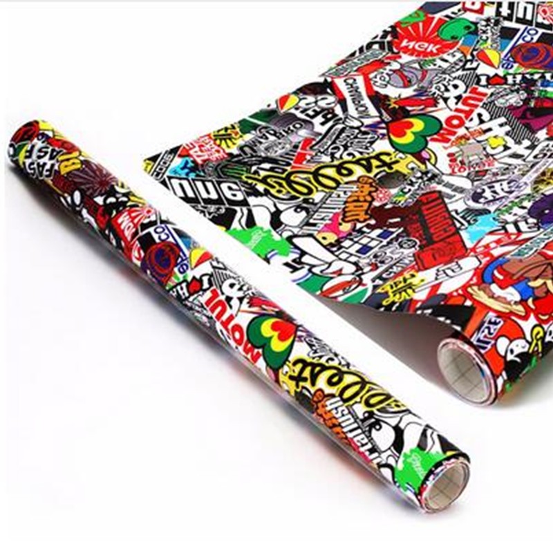 Car Sticker Bomb Wrap Sheet DIY Decal Cartoon Panda Graffiti Vinyl Self-adhesive