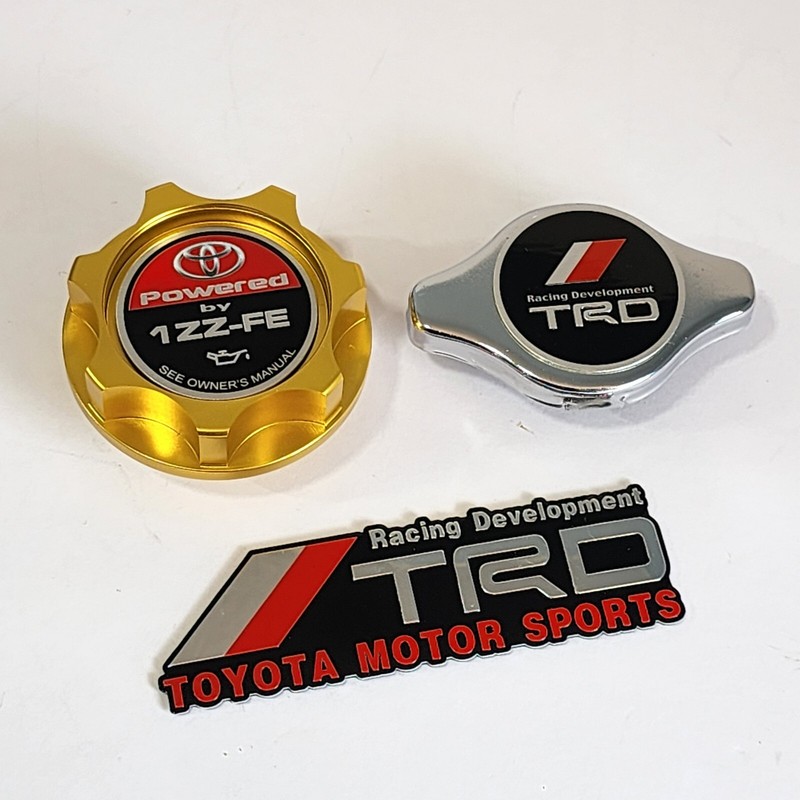 GOLD OIL CAP + RADIATOR CAP CARBON FIBER FOR 1ZZ-FE COROLLA MATRIX JDM gallery