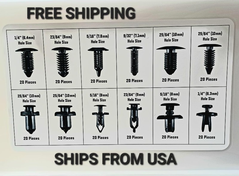 Automotive Plastic Fastener Assortment Kit 240 Pcs, 12 Sizes, Door Trim, Bumper gallery