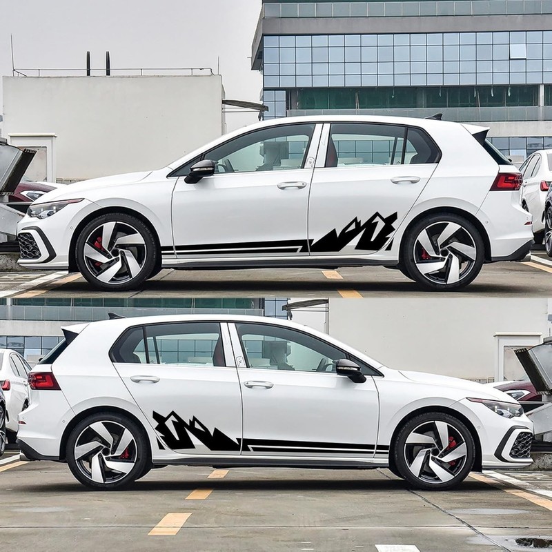 2pcs 90.5'' Black Mountain Racing Stripe Body Side Door Decal Stickers Universal gallery