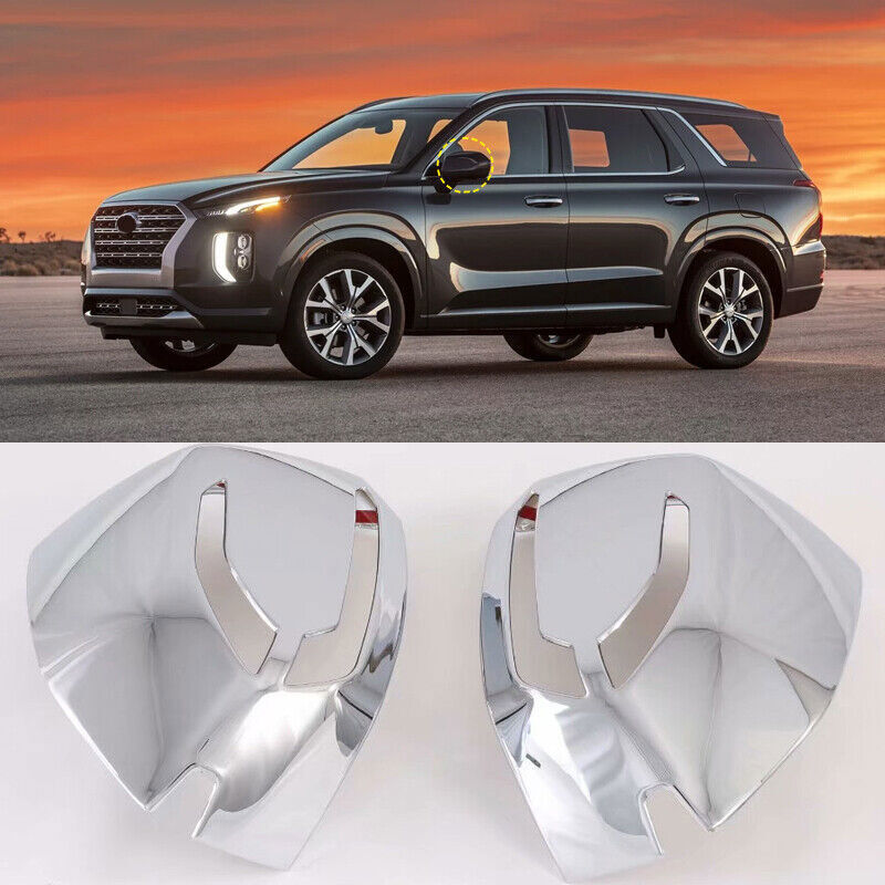 L&R ABS Chrome Rearview Side Mirror Cover Trim For 2020-2024 Hyundai Palisade