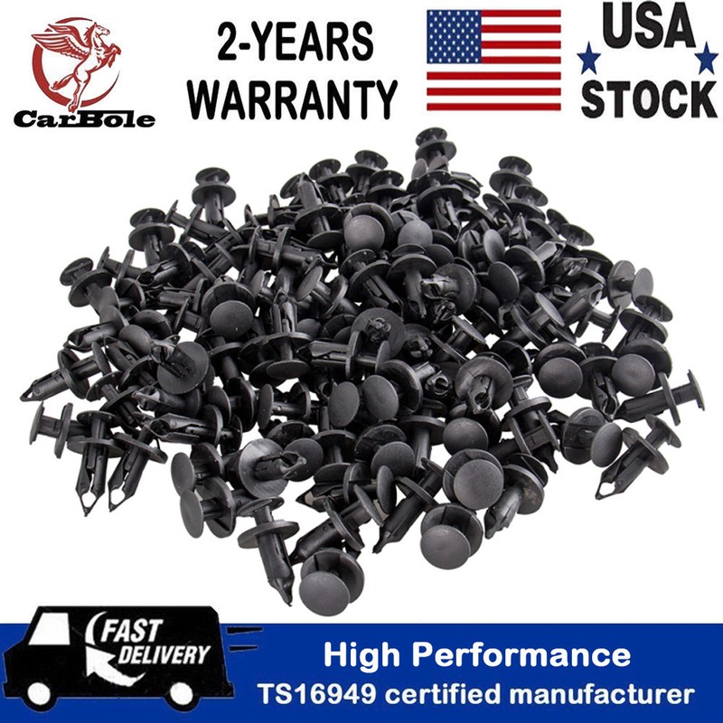 120Pcs 8mm Hole Plastic Rivets Fastener Push Clips Black for Car Auto Fender