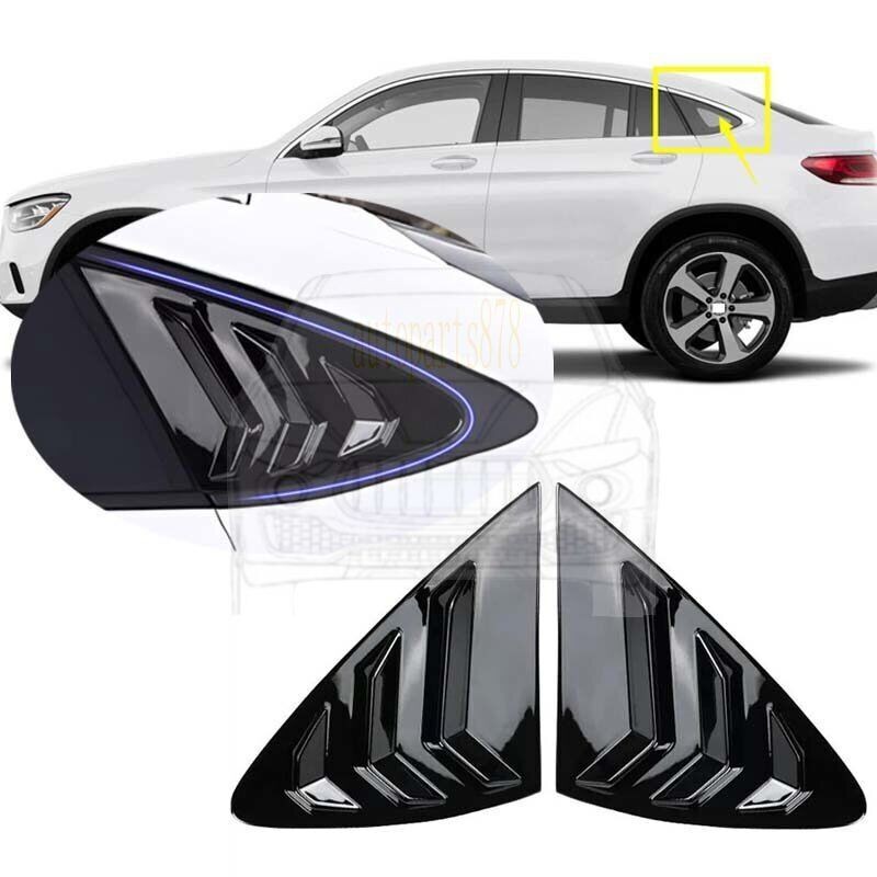 2pcs ABS Glossy Black Side Vent Window Scoop Louver Trim For 2017-2024 Benz GLC