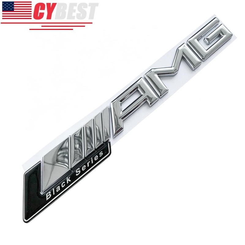 Black Chrome L AMG Letters Rear Trunk Lid Emblem Badge Sticker For AMG All Model