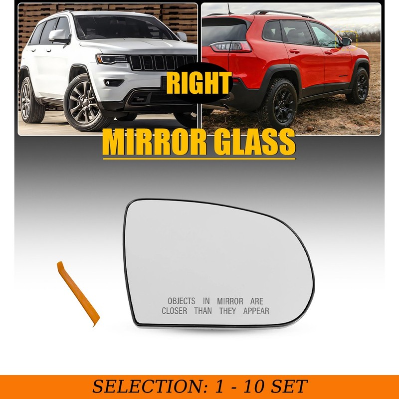 1-10PCS Side Wing Tow Right Mirror Glass Non-Heated Fit Jeep Cherokee 2014-2023