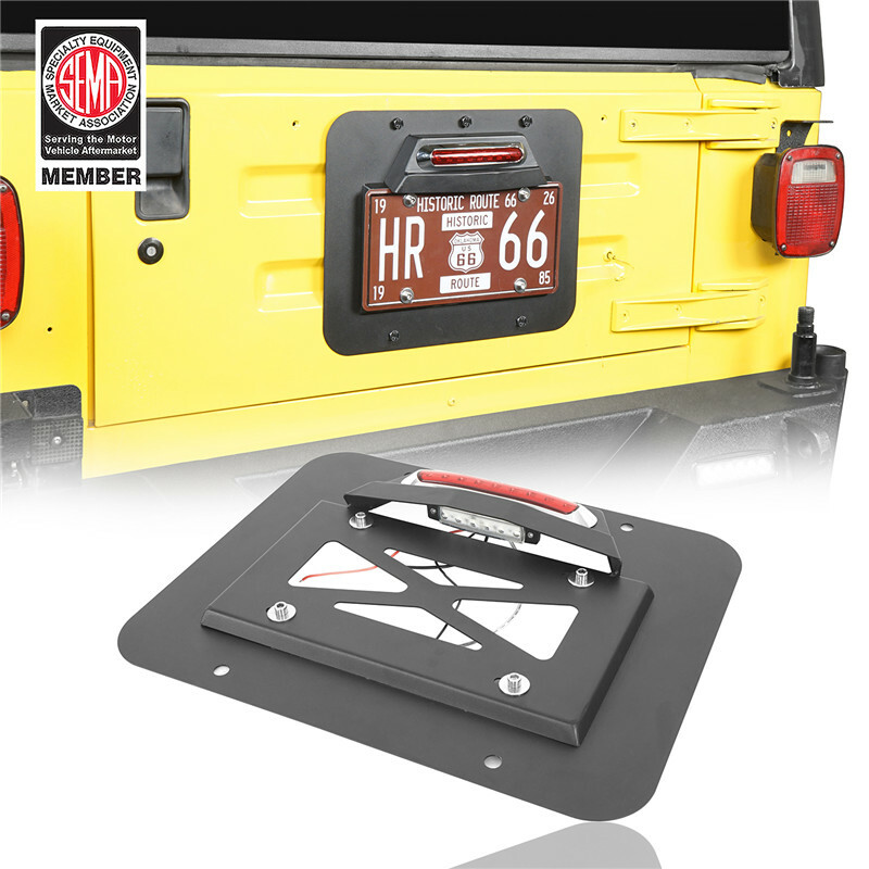 Rear Spare Tire License Plate Relocation Kit For Jeep Wrangler TJ 1997-2006