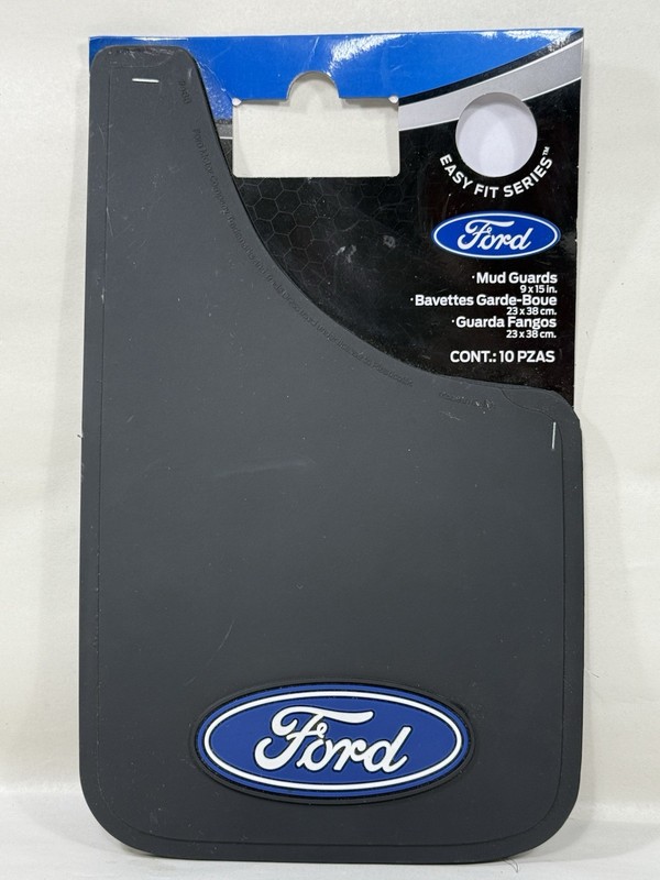 (2) Plasticolor 000488 9″ x 15″ Easy Fit Mud Guards With Ford Blue Oval New