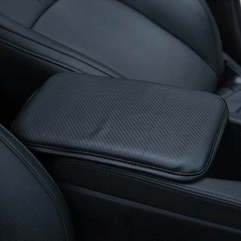 1x Car Armrest Pad Cover Black Center Console PU Leather Cushion Mat Accessories