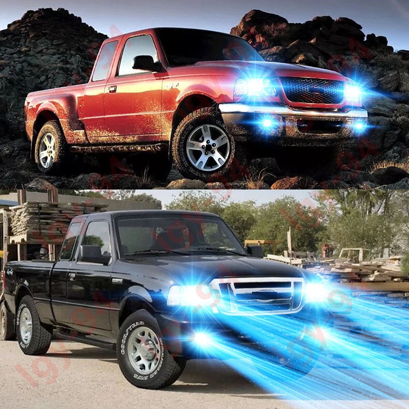For Ford Ranger 2001-2011 -4X 8000K LED Headlight High Low Beam + Fog Light Bulb