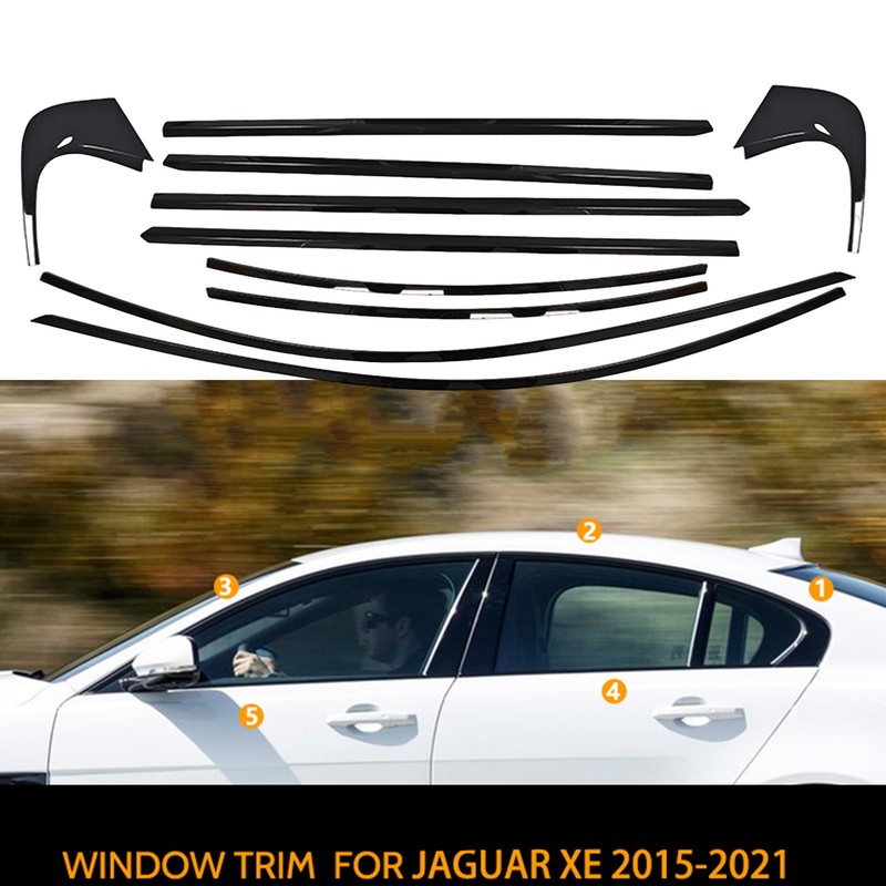 Window Strip Trims Seal Belt Weatherstrip For Jaguar XE 2015-2021 2016 Black