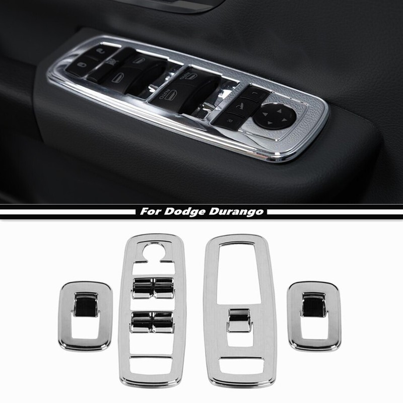 For 2011-2024 Dodge Durango ABS Chrome Interior Door Window Switch Cover Trim 4P