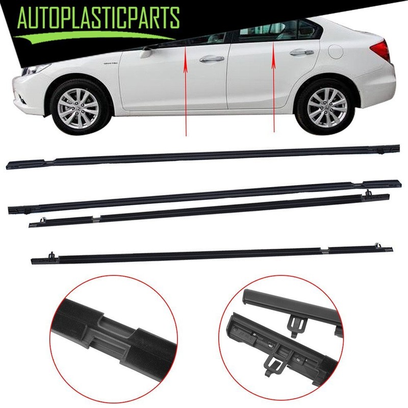 For Honda Civic 2006-2011 4 x Car Outside Window Moulding Weatherstrip Seal Belt