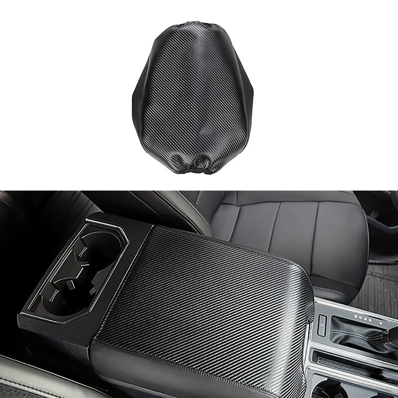 Central Armrest Box Cover Protector Leather Pad Case For Ford F150 2015+ Carbon