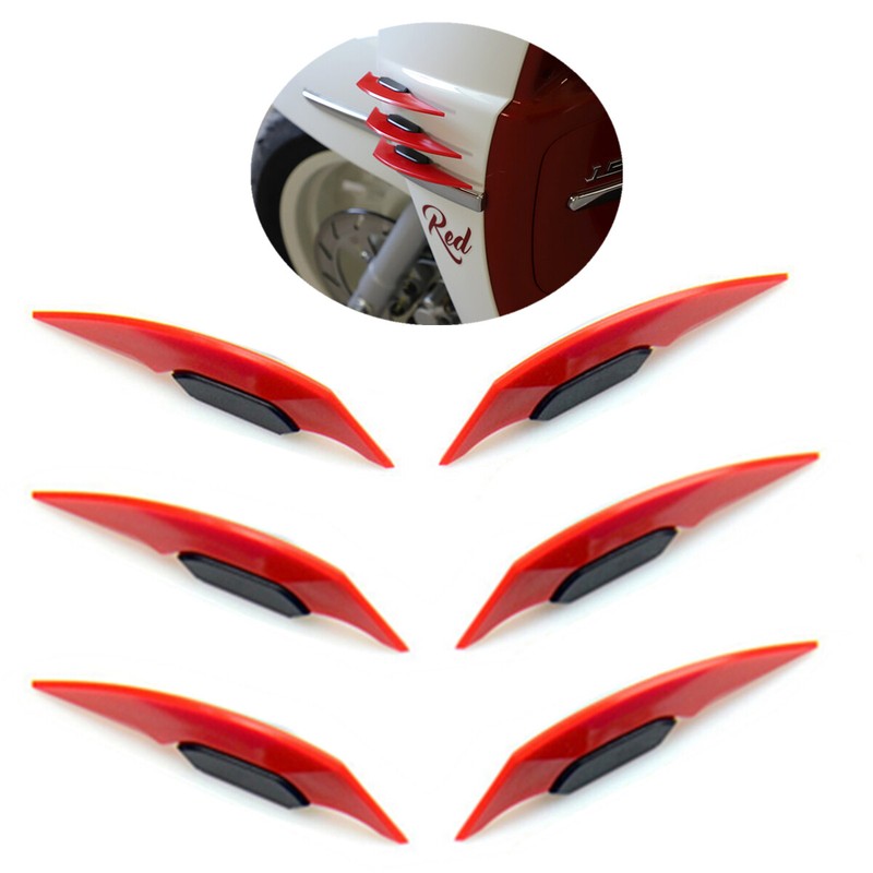 6x Red Fairing Winglet Side Spoiler Air Deflector Wing Sticker for Motorcycle gallery