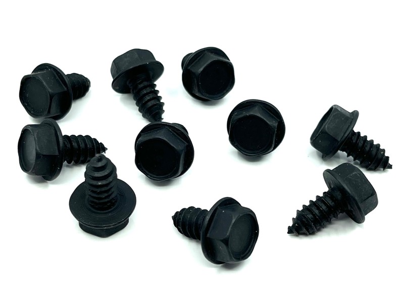 10 pcs 5/16-12 x 5/8″ indented hex flange head black sheet metal screws GM