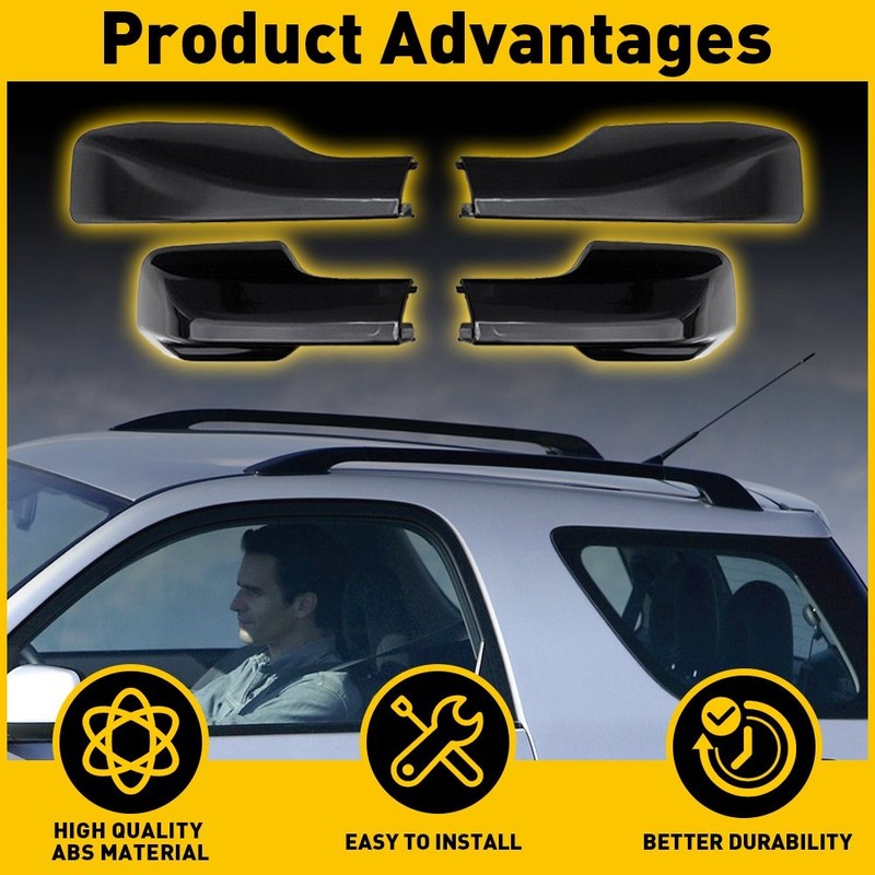 4x Black Rail Roof End Shell Rack Cover Replacement For Toyota RAV4 XA20 -1 5 gallery