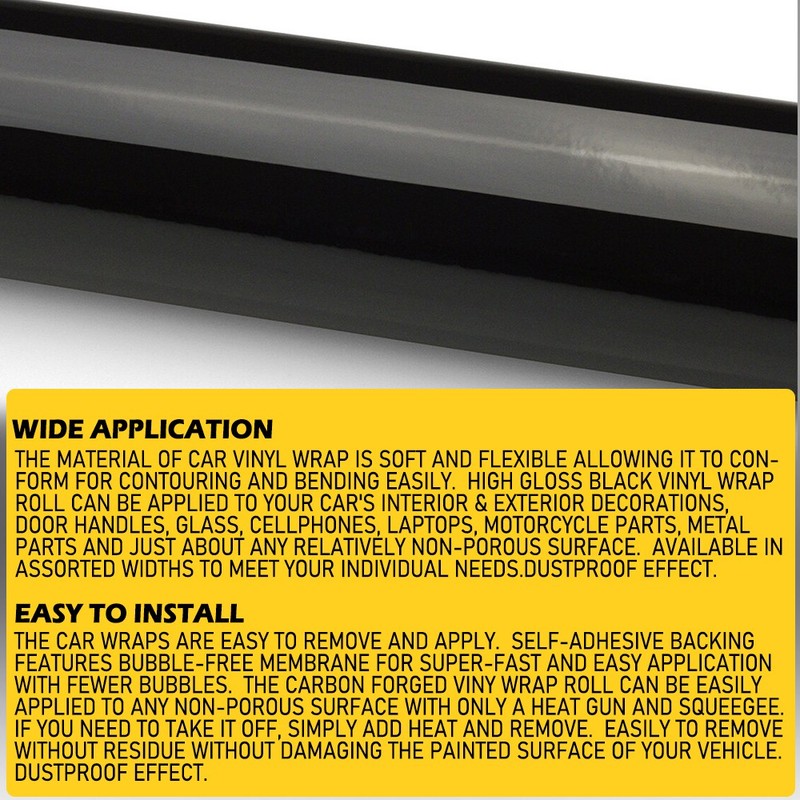 Gloss Black Car Vinyl Wrap Sticker Film Decal Bubble Free 30cm Easy to install gallery