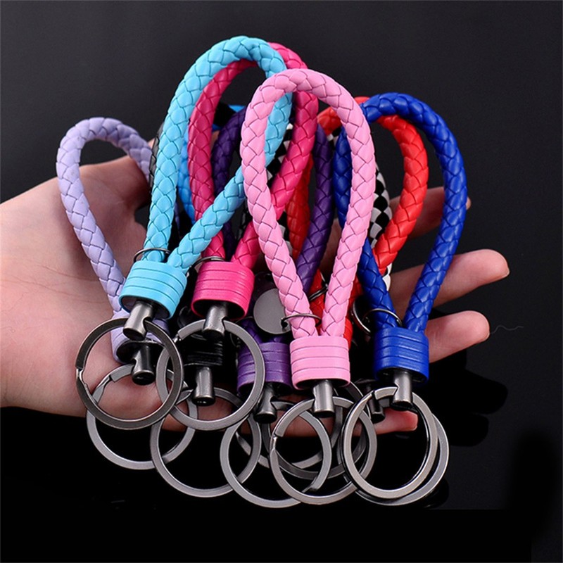 Car Accessories Keychain Leather Rope Strap Weave Keyring Key Chain Multicolor gallery