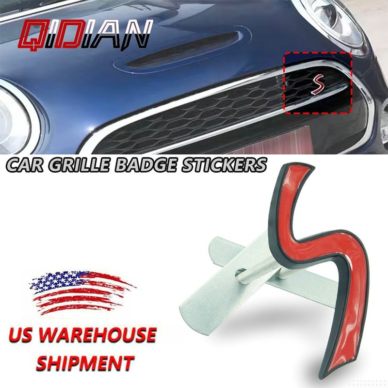 Car S Letters Emblem Grille Badge For Mini Cooper S R55 R56 R60 F54 F55 F56 F60