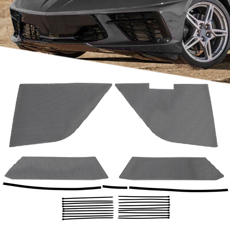 Outer Inner Radiator Grille Mesh Grill Guard Cover Kit For Corvette C8 2020-2024