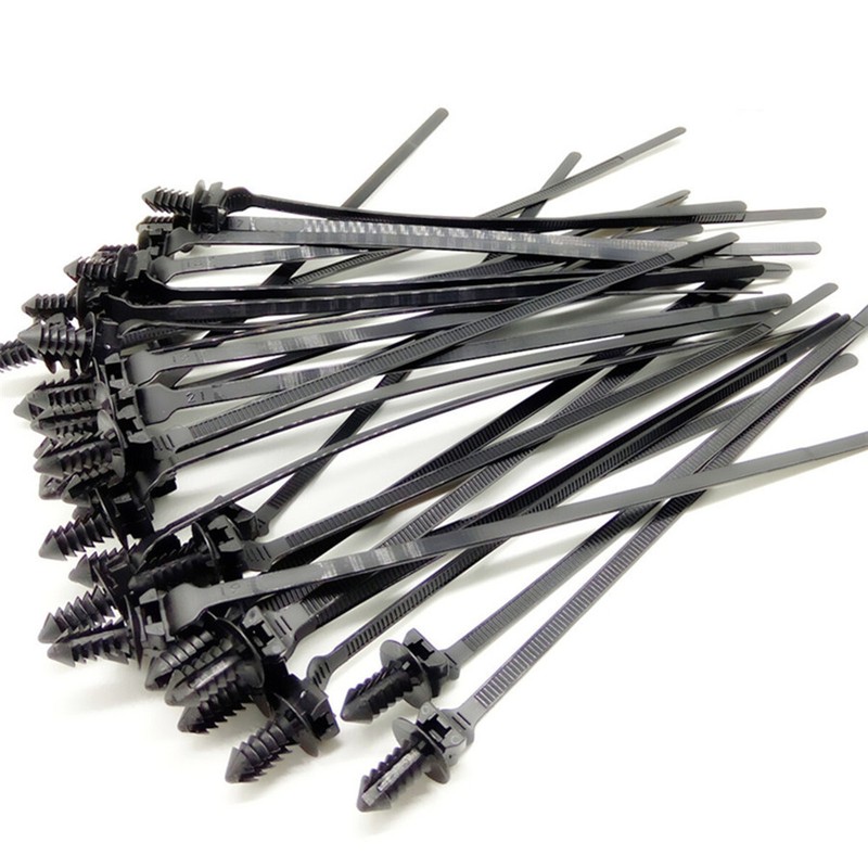 50X Nylon Push Clips Wire Tie Released Zip Straps Car Pipe Cable Fastener Bundle
