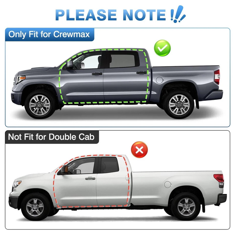 Front & Rear Door Window Seal Belt Molding for 2007-2019 Toyota Tundra Crewmax gallery