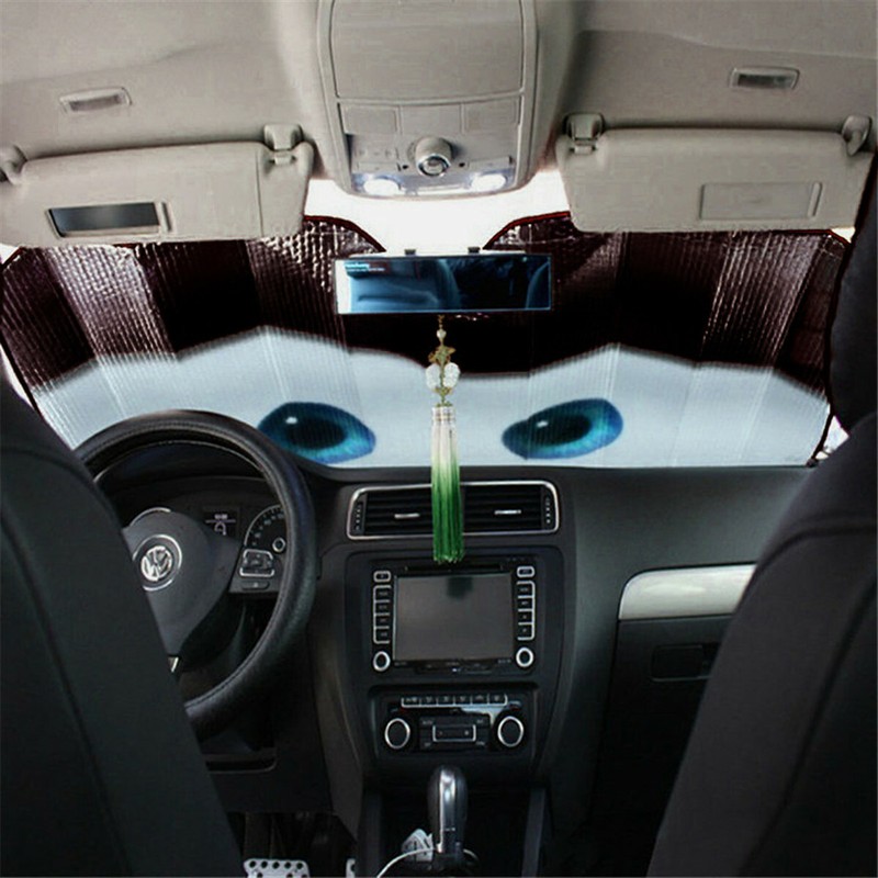 Aluminium Foil Black Cartoon Eyes Car Windshield Sun Visor Sunshade Cover gallery