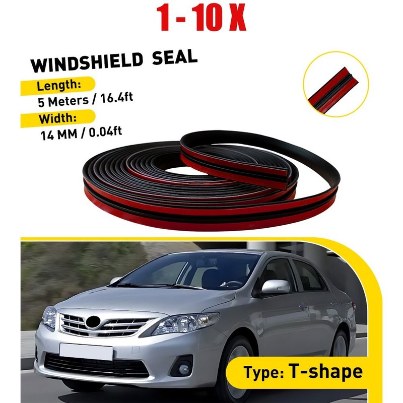 1-10X Windshield Sunroof Roof Top Window Seal Trim Water Leakage 14MMx5M T-shape