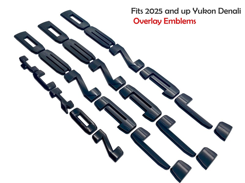 Gloss Black Door Denali Yukon Emblems 2025 and up GMC Yukon Yukon XL Overlay